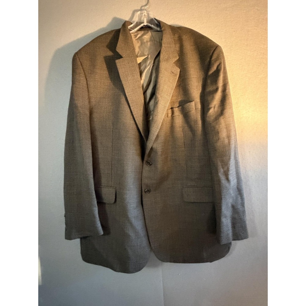 Chaps Ralph Lauren Blazer Sport Coat Mens 50 Brown Wool Check Tweed Jacket